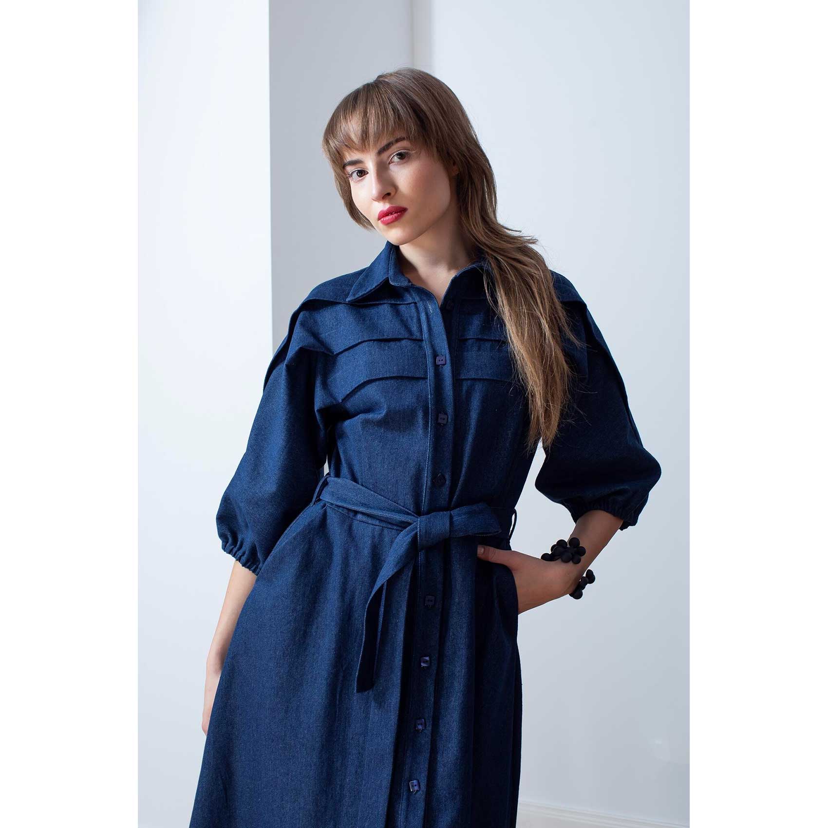 Raili Nõlvak Nööpidega Sinine teksa kleit