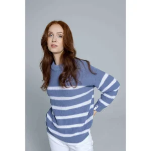 Robi Agnes "ARIELLE Light blue / white" džemper