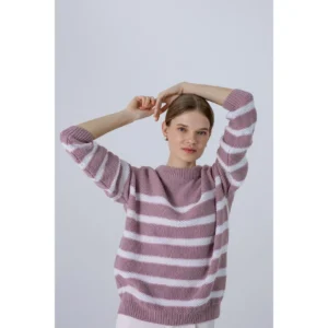 Robi Agnes "ARIELLE Light pink / white" džemper