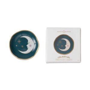 Designworks Ink "Celestial Ceramic Trinket Dish - Teal Moon" keraamiline ehtealus