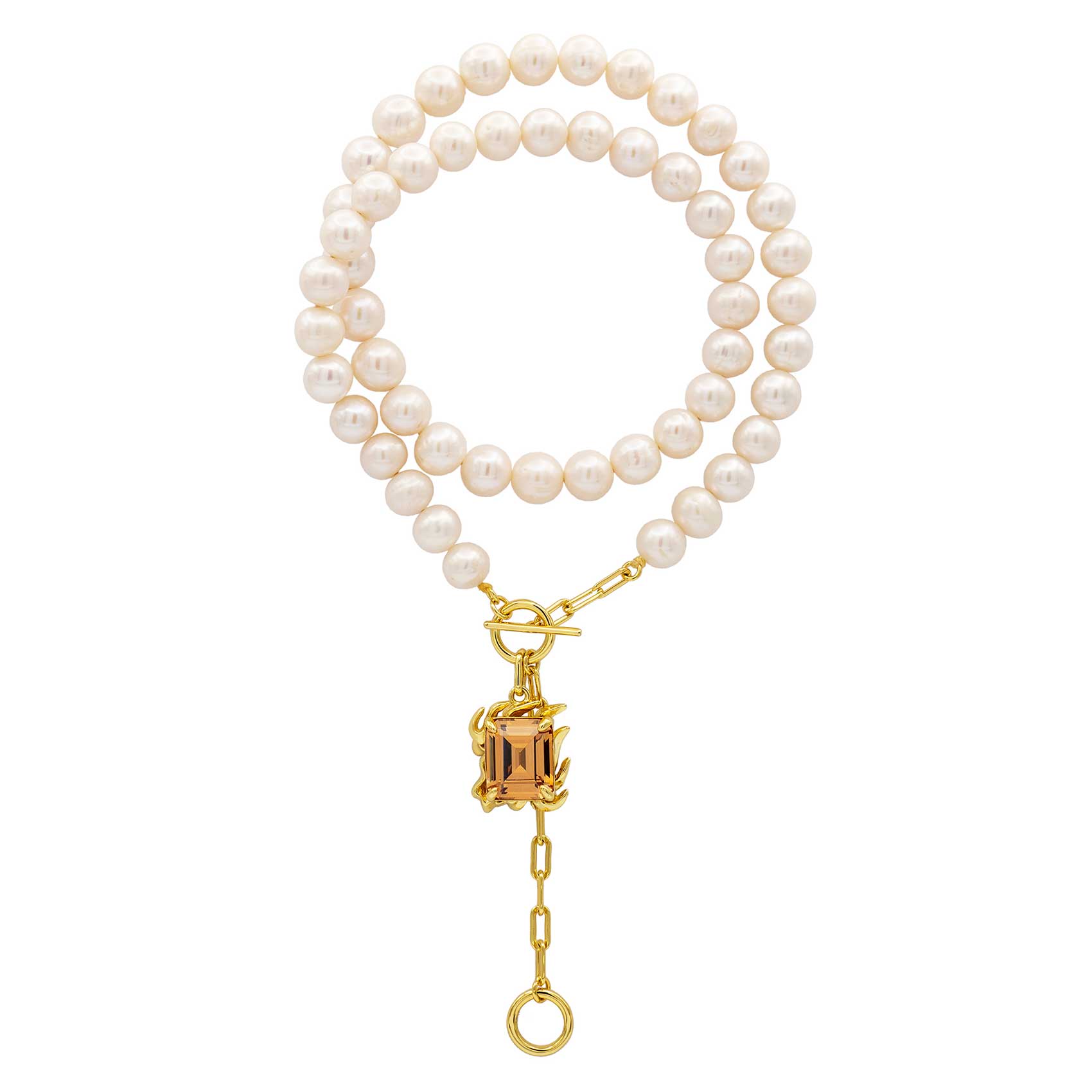 NRTN "ĀLOKA PEARL WITH CHAMPAGNE GEM GOLD" kaelakee