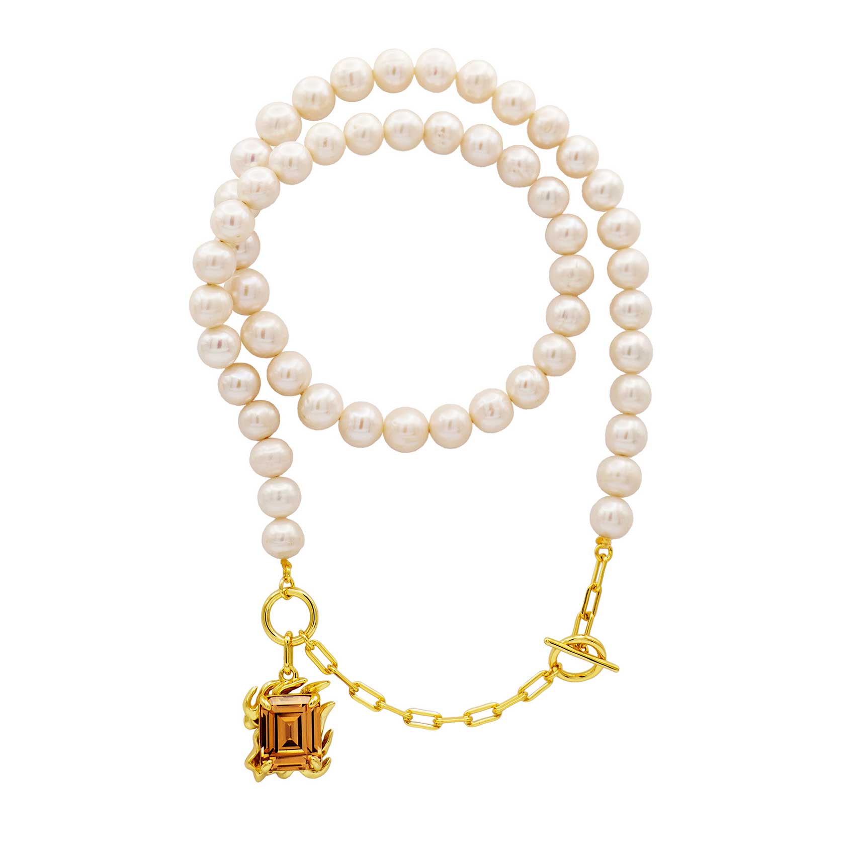 NRTN "ĀLOKA PEARL WITH CHAMPAGNE GEM GOLD" kaelakee - Image 3