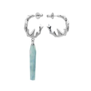 NRTN "CHIKHAI ASYMMETRICAL HOOP SEAFOAM BLUE DROP RHODIUM" kõrvarõngad