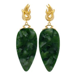 NRTN "CHÖNYI EARRINGS EMERALD PEARLY DROP GOLD" kõrvarõngad