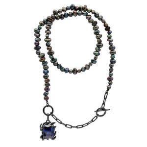 NRTN "DRAVEN BLACK PEARL WITH MIDNIGHT BLUE GEM" kaelakee