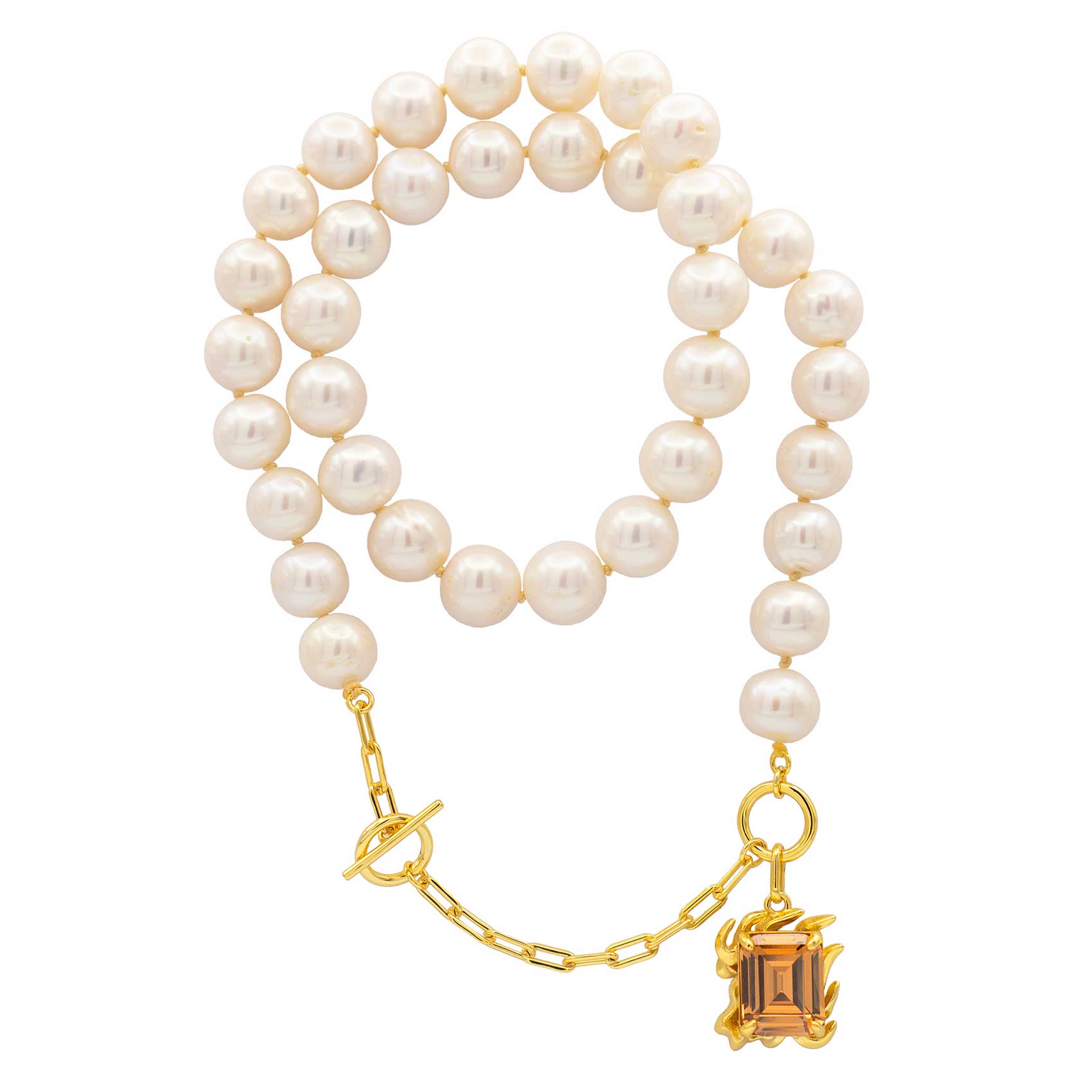 NRTN "GRAND ĀLOKA PEARL WITH CHAMPAGNE GEM GOLD" kaelakee