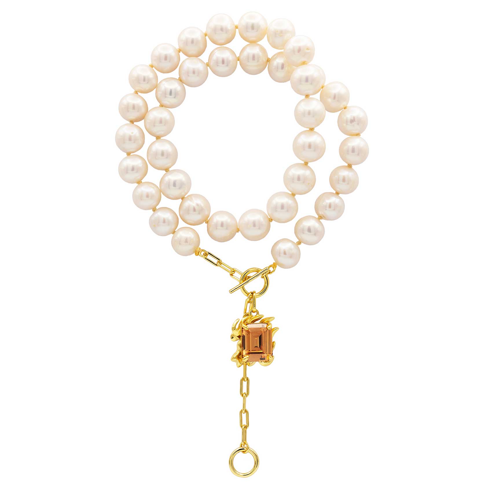 NRTN "GRAND ĀLOKA PEARL WITH CHAMPAGNE GEM GOLD" kaelakee - Image 3