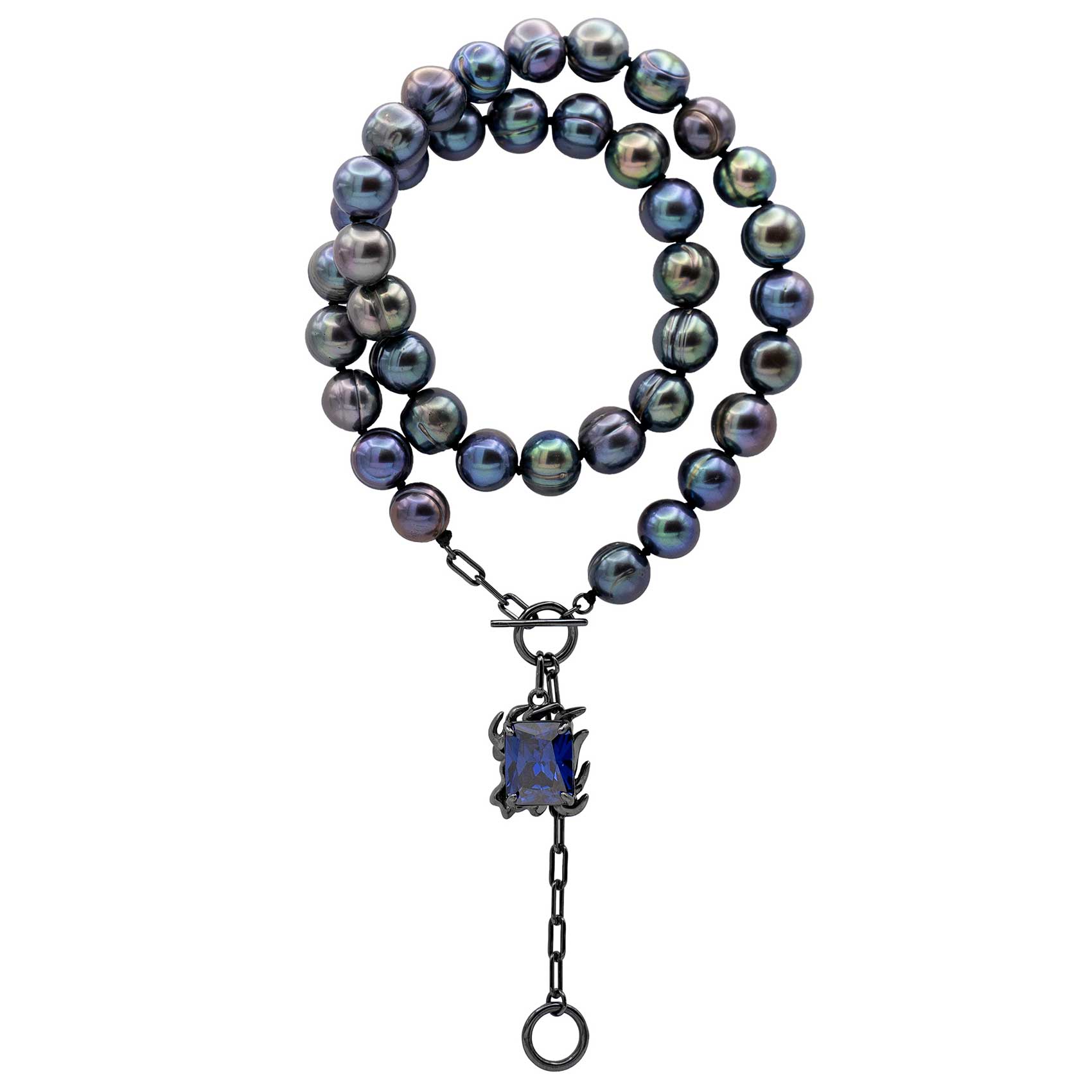 NRTN "GRAND ĀLOKA BLACK PEARL WITH MIDNIGHT BLUE GEM" kaelakee - Image 3