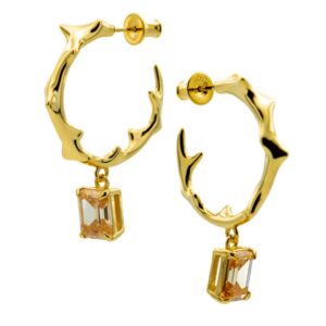 NRTN "MILAM HOOP WITH CHAMPAGNE GEM GOLD" kõrvarõngad