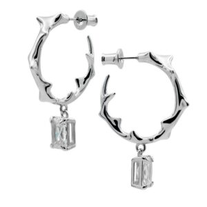 NRTN "MILAM HOOP WITH CLEAR GEM RHODIUM" kõrvarõngad