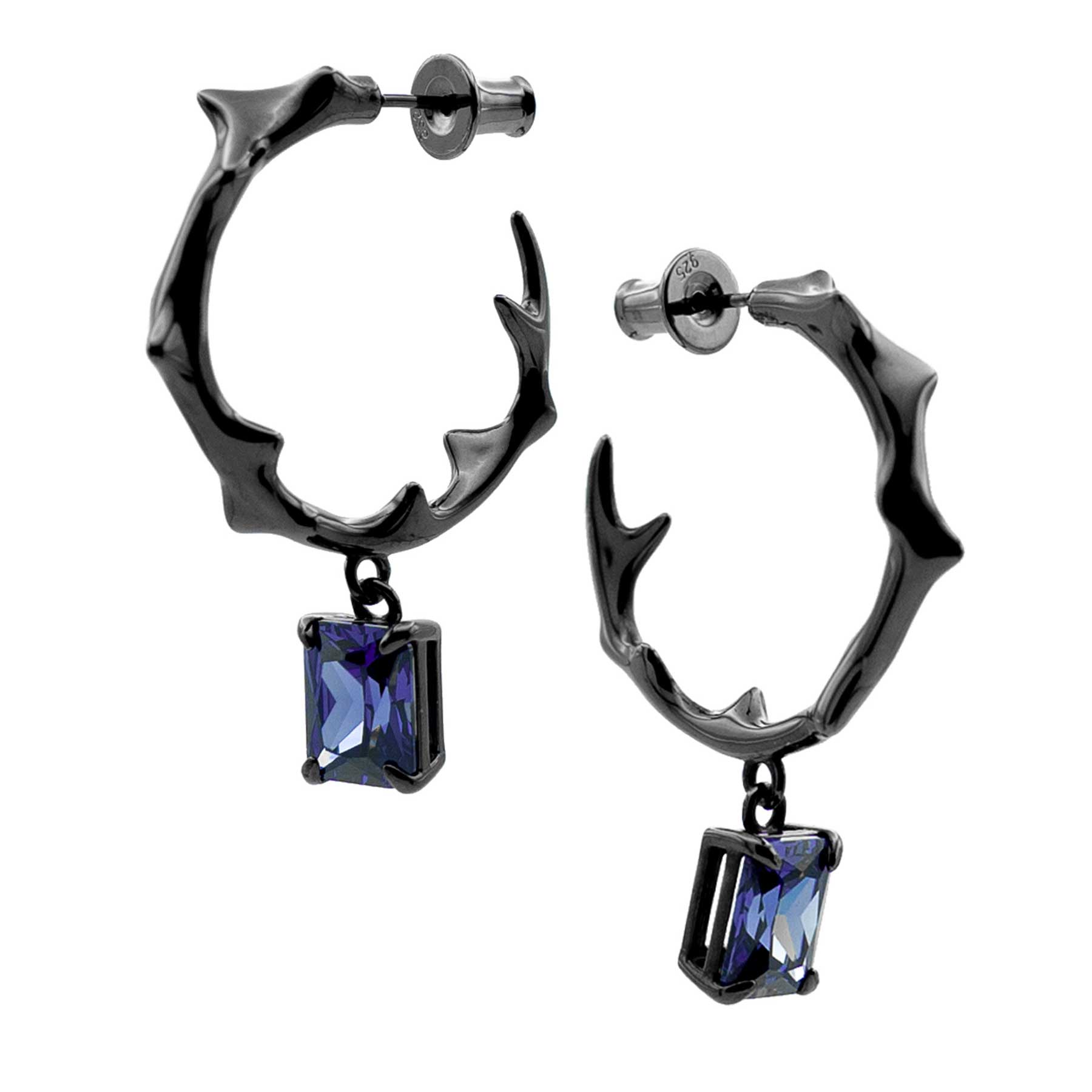 NRTN "MILAM HOOP WITH MIDNIGHT BLUE GEM BLACK" kõrvarõngad