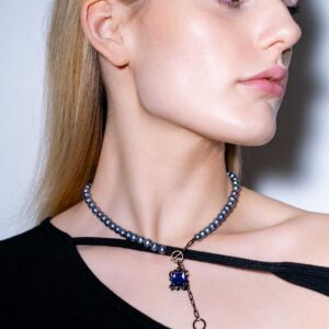 Alternative view of NRTN "ORPHEUS BLACK PEARL WITH MIDNIGHT BLUE GEM" kaelakee