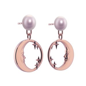Alternative view of Tanel Veenre "Rose Moon & Stars Pearl" kõrvarõngad