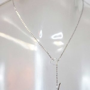Alternative view of Tanel Veenre "Clear Crystal Heart & Arrow hõbedast" kaelakee