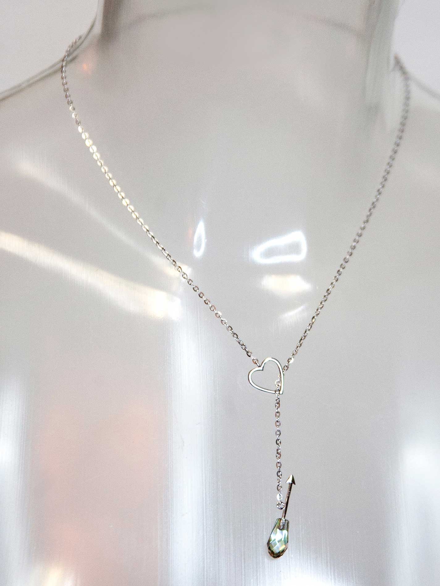 Tanel Veenre "Clear Crystal Heart & Arrow hõbedast" kaelakee - Pilt 2