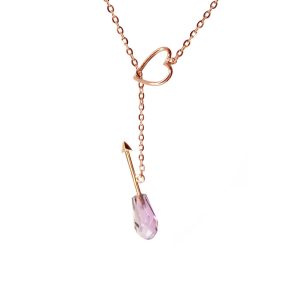 Tanel Veenre "Pink Crystal Heart & Arrow hõbedast" kaelakee