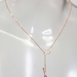 Alternative view of Tanel Veenre "Pink Crystal Heart & Arrow hõbedast" kaelakee