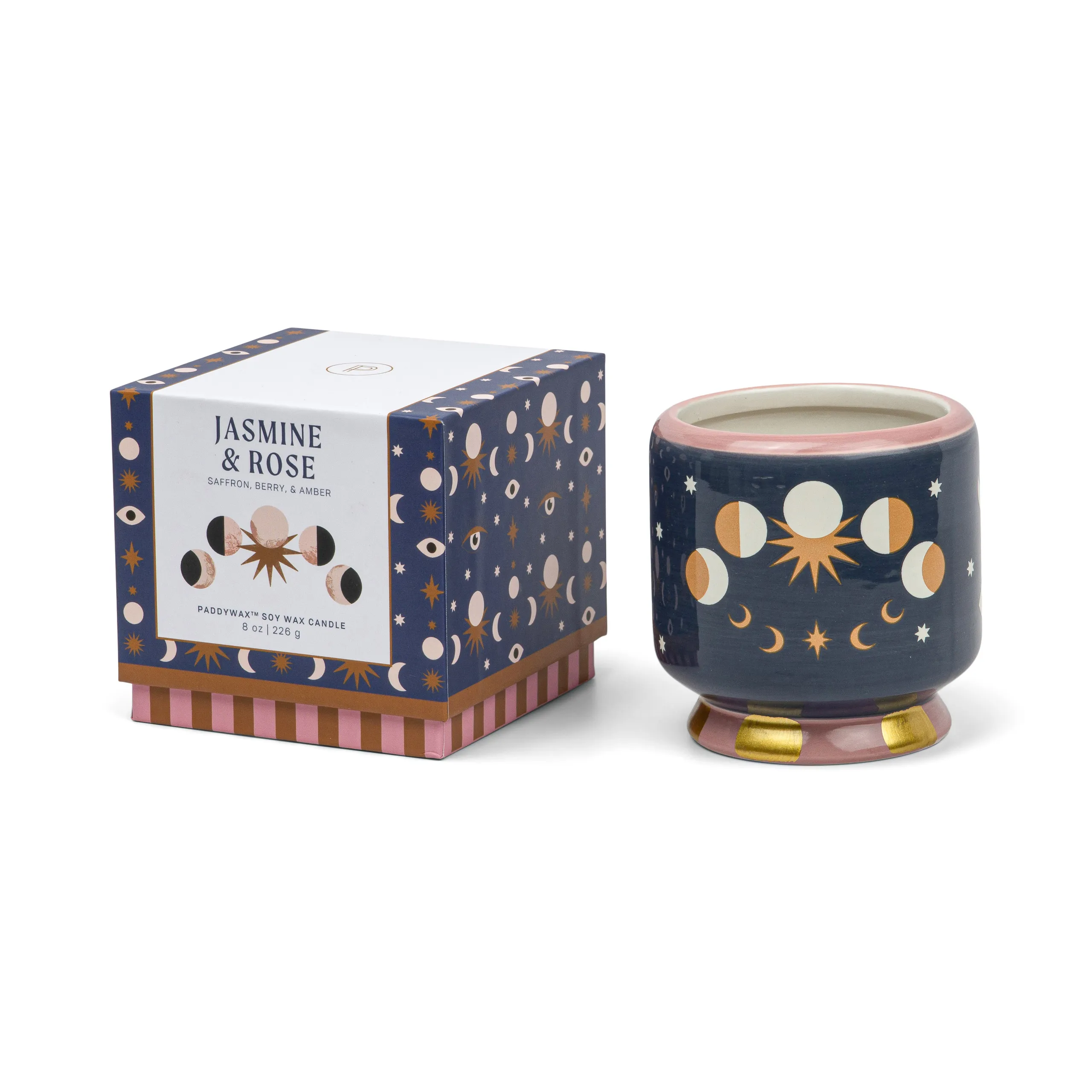 Paddywax "Adopo Moon Phases Ceramic Candle Jasmine & Rose " lõhnaküünal