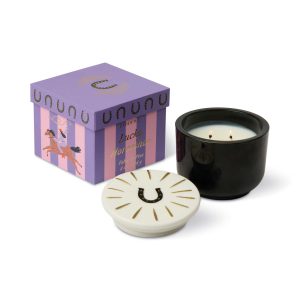 Paddywax "Black Glass Candle with Horseshoe Lid - Tabac & Pine" lõhnaküünal